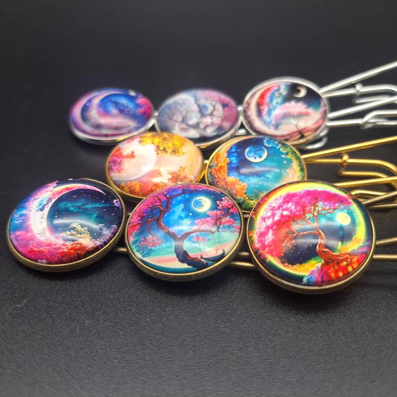 Tuchnadel Schalnadel Jackennadel Ponchonadel Kiltnadel Baum Im Mondschein von byHermeline