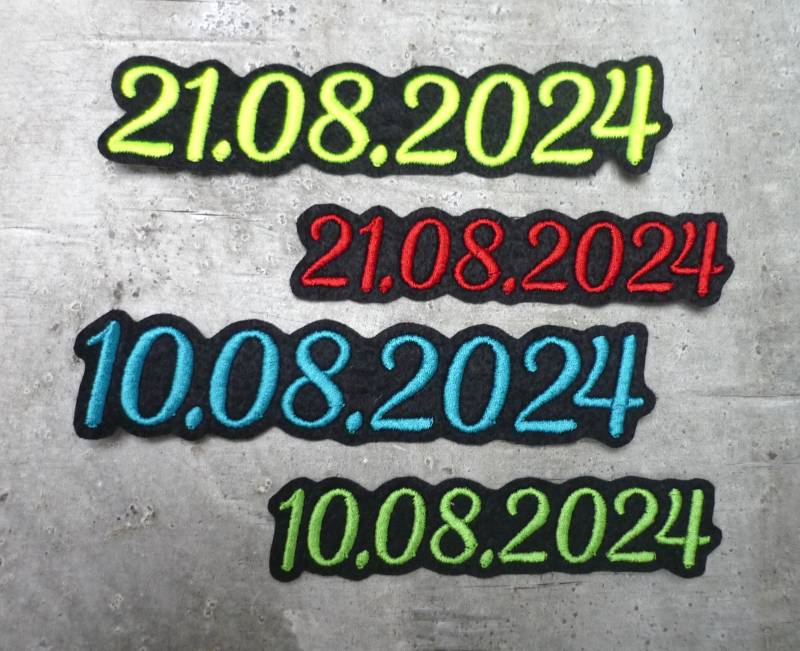 Datum | S1Aufnäher/Applikation Auf Schwarzem Filz Farbauswahl 2 Größen Neon Einschulung Schultüte Datum | S1Aufnäher/Applikation Auf Schwarzem Filz Farbauswahl 2 Größen Neon Einschulung Schultüte von byKikkine