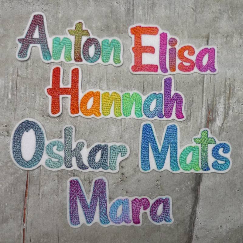 Große Namensapplikation | Schrift 6 Farbverlauf Aufnäher/Applikation Auf Weißem Filz Wunschname Farbauswahl Einschulung Schultüte Große Namensapplikation | Schrift 6 Farbverlauf Aufnäher/Applikation Auf Weißem Filz Wunschname Farbauswahl Einschulung Schultüte von byKikkine