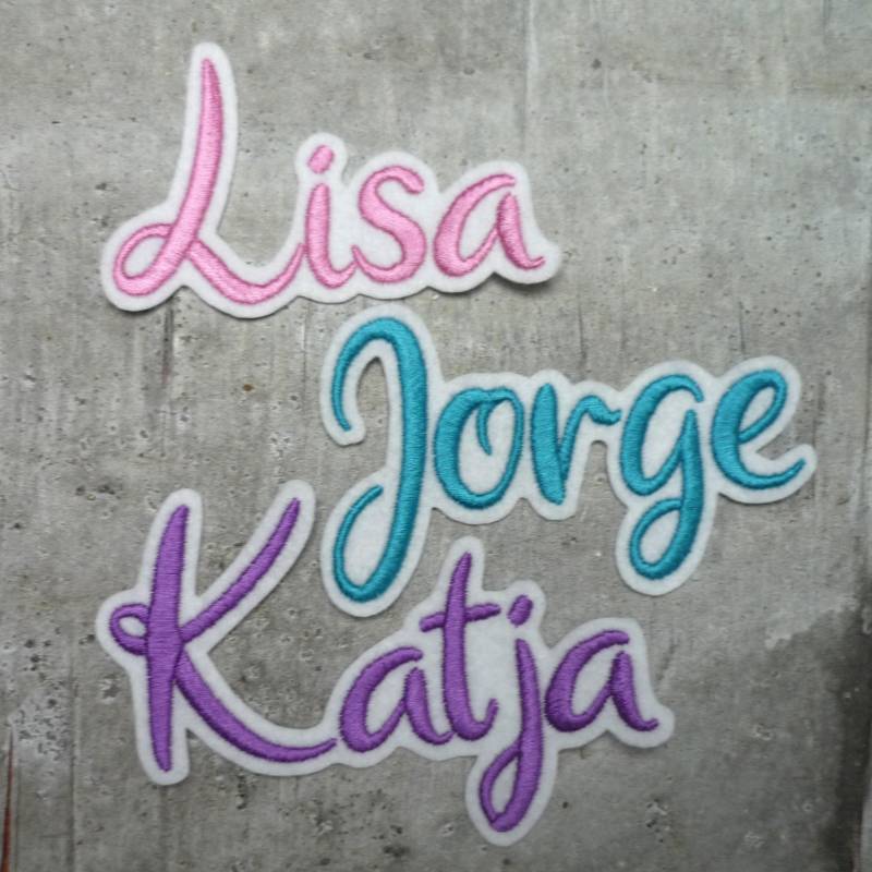 Große Namensapplikation | Schrift 9 Aufnäher/Applikation Auf Weißem Filz Wunschname Farbauswahl Einschulung Schultüte von byKikkine