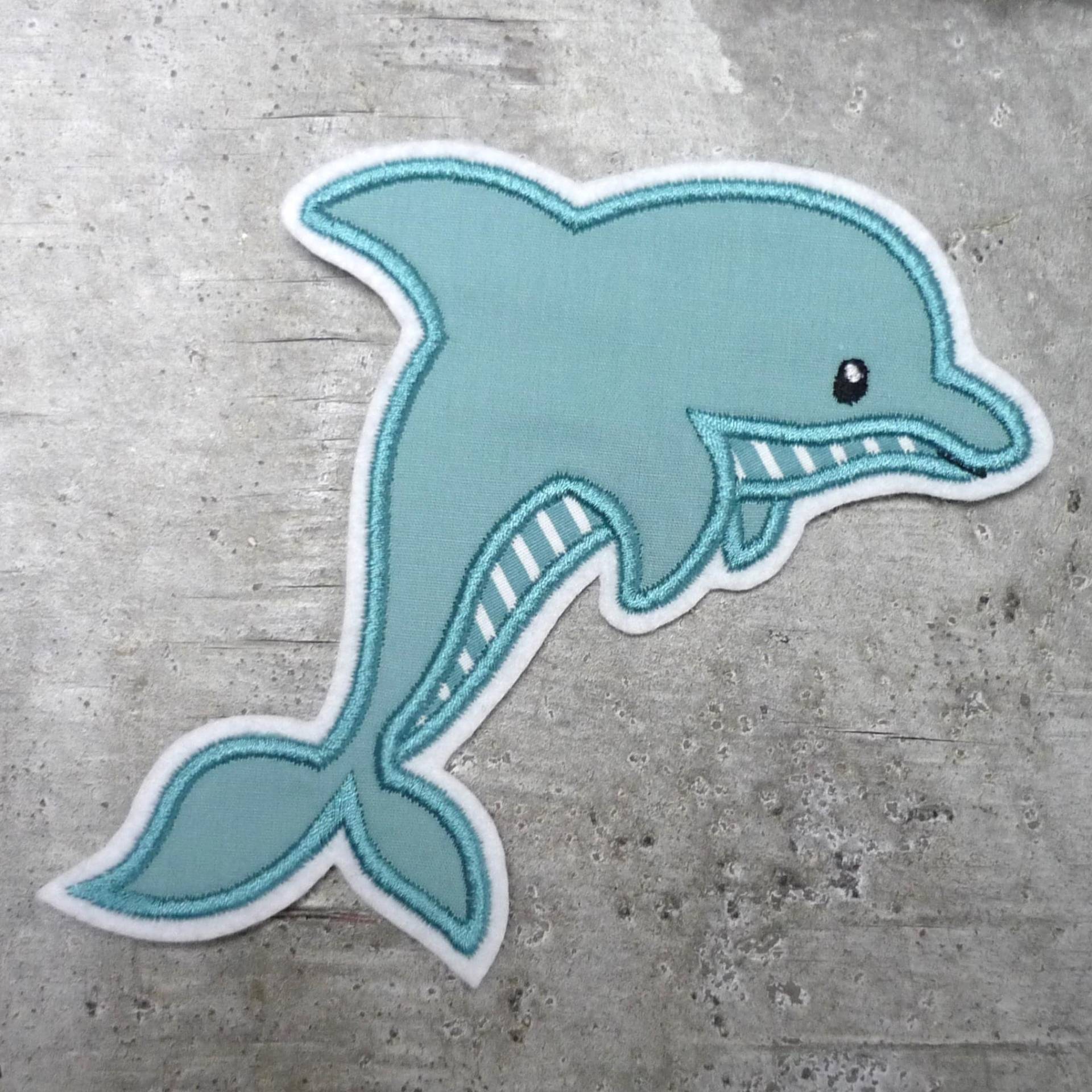 Großer Delfin Aufnäher/Applikation Meerestier Unterwasserwelt Einschulung Schultüte von byKikkine