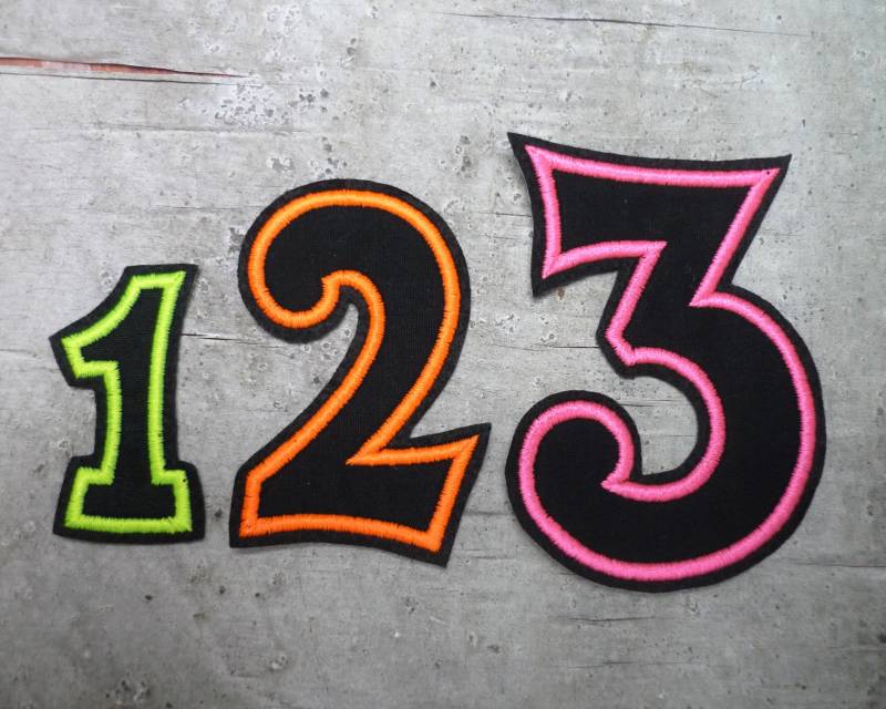 Zahl Aufnäher/Applikation Farbwahl 4 Größen Zahlen 0-9 Möglich Geburtstagszahl von byKikkine
