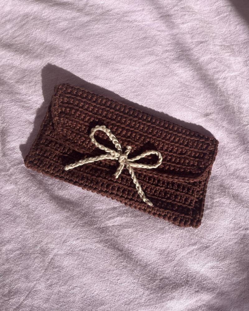 Handlich Gehäkeltes Federmäppchen Baumwollgarnbeutel Mit Schleife von byKix