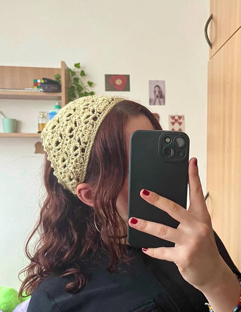 Handgemachtes Häkel Bandana Boho Cottagecore Acryl Haar Schal von byKix