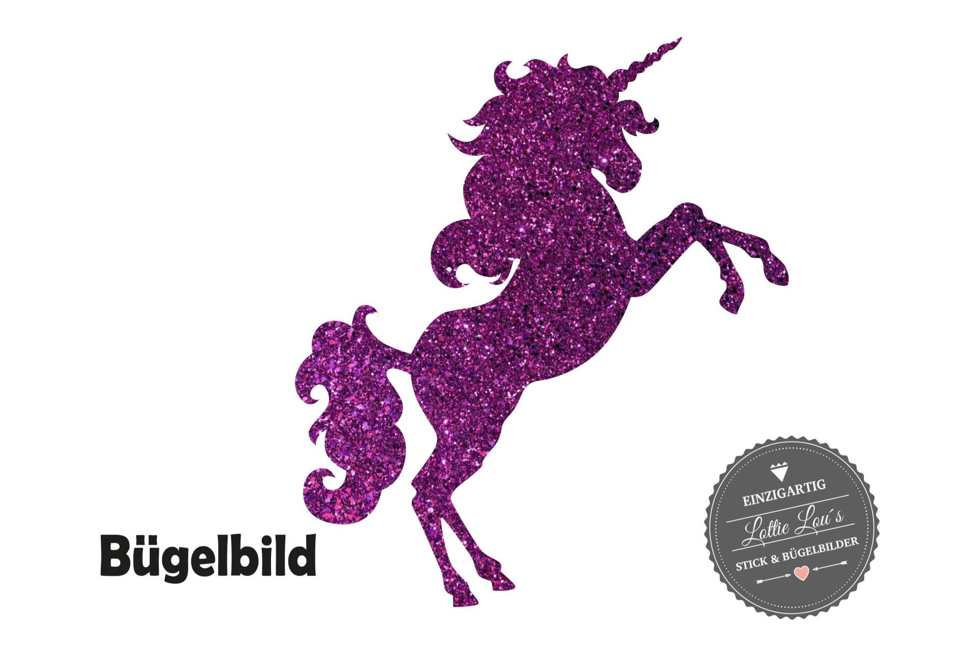 Bügelbild Aufbügler Einhorn Unicorn in Flex, Flock, Glitzer Oder Effekt von byLottieLou