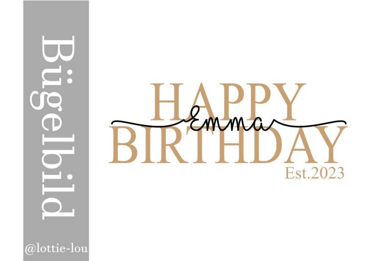 Bügelbild Diy Happy Birthday Geburtstag Feier B-Day Mit Name Glitzer Flock Effekt von byLottieLou