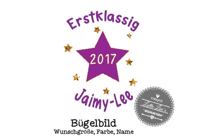 Bügelbild Erstklassig 2021 Schulkind von byLottieLou