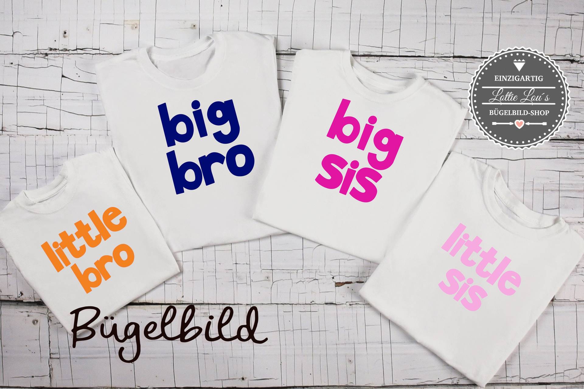 Bügelbild Geschwister Bruder Schwester Little Sis Big Bro Bügelbild Geschwister Bruder Schwester Little Sis Big Bro von byLottieLou