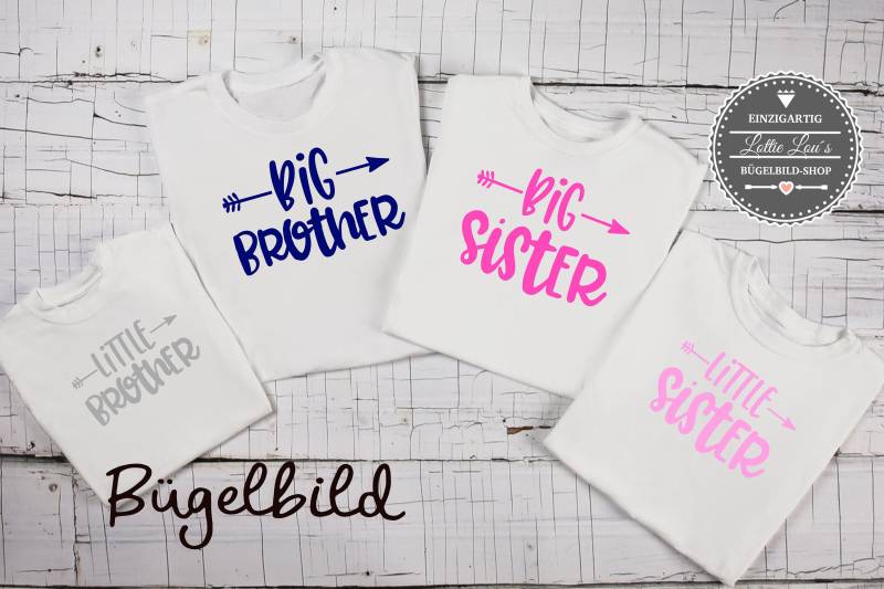 Bügelbild Geschwister Bruder Schwester Little Sister Big Brother Mit Pfeil Bügelbild Geschwister Bruder Schwester Little Sister Big Brother Mit Pfeil von byLottieLou