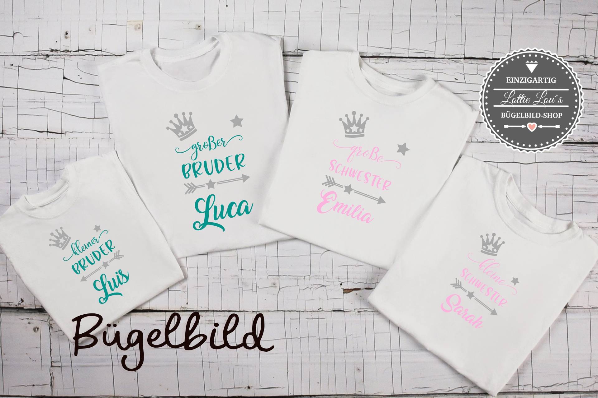 Bügelbild Geschwister Bruder Schwester Mit Krone Und Pfeil Bügelbild Geschwister Bruder Schwester Mit Krone Und Pfeil von byLottieLou