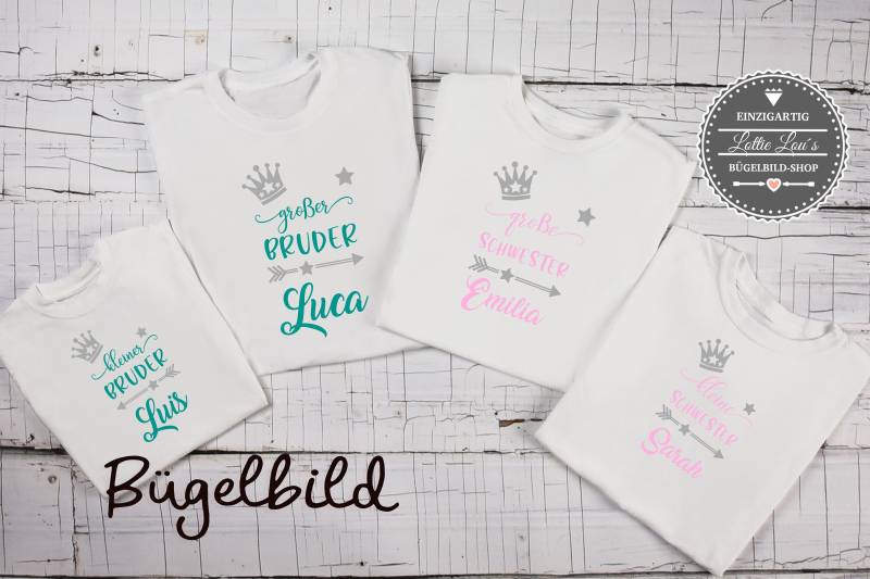 Bügelbild Geschwister Bruder Schwester Mit Krone Und Pfeil Bügelbild Geschwister Bruder Schwester Mit Krone Und Pfeil von byLottieLou