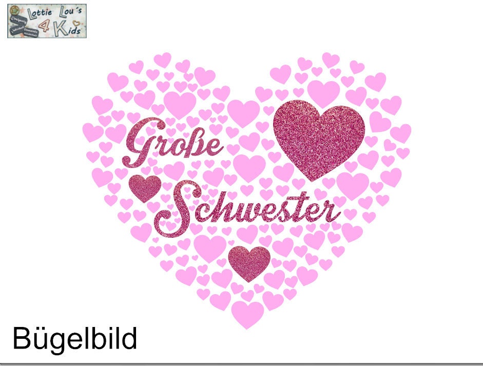 Bügelbild Große Schwester/Kleine Mit Herzchen Bügelbild Große Schwester/Kleine Mit Herzchen von byLottieLou