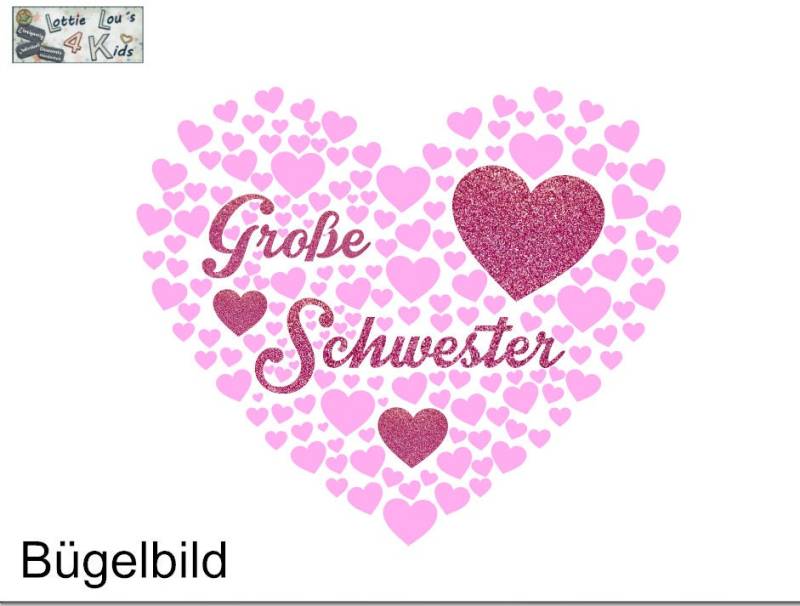 Bügelbild Große Schwester/Kleine Mit Herzchen Bügelbild Große Schwester/Kleine Mit Herzchen von byLottieLou