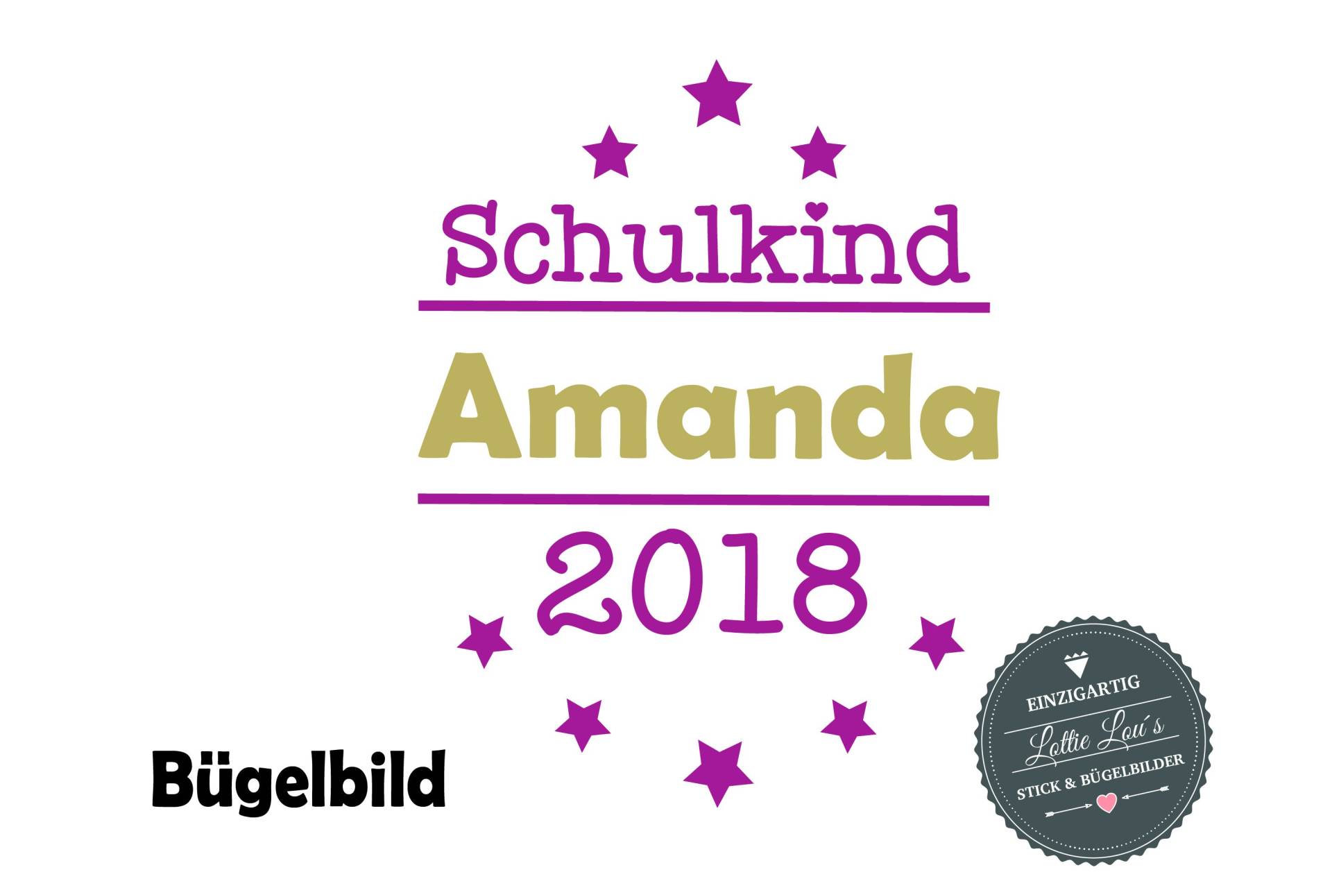 Bügelbild Schulkind 2019 Stern von byLottieLou