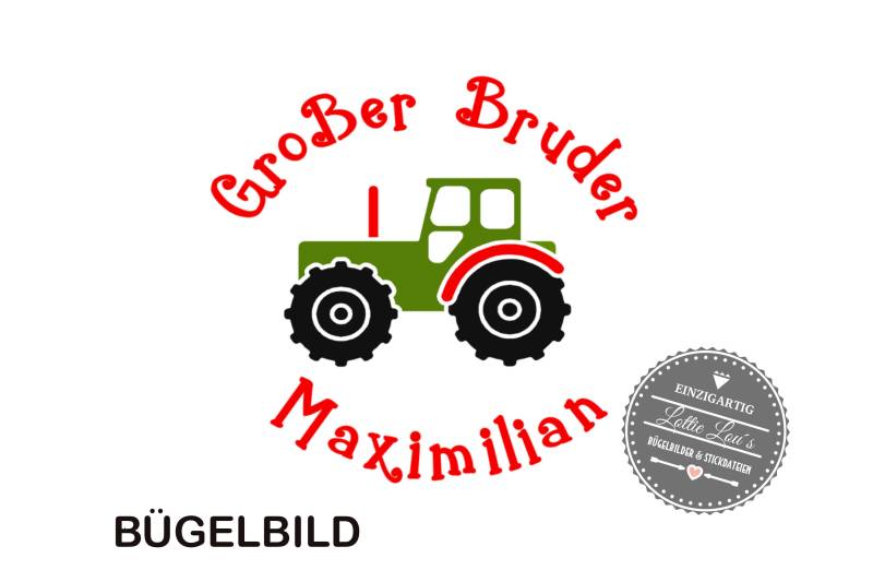 Bügelbild Traktor Großer Bruder/Kleiner Mit Wunschname Bügelbild Traktor Großer Bruder/Kleiner Mit Wunschname von byLottieLou
