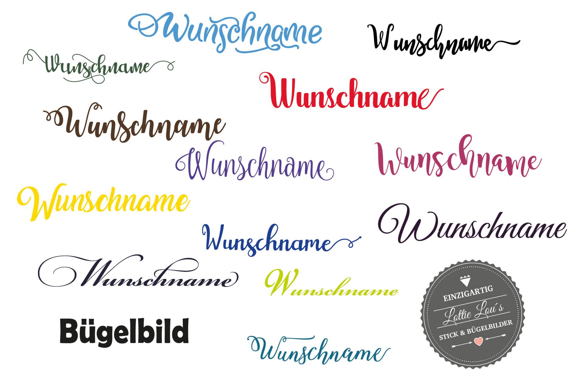 Bügelbild Wunschname Wunschtext Wunschfarbe Aufbügler Bügelbild Wunschname Wunschtext Wunschfarbe Aufbügler von byLottieLou
