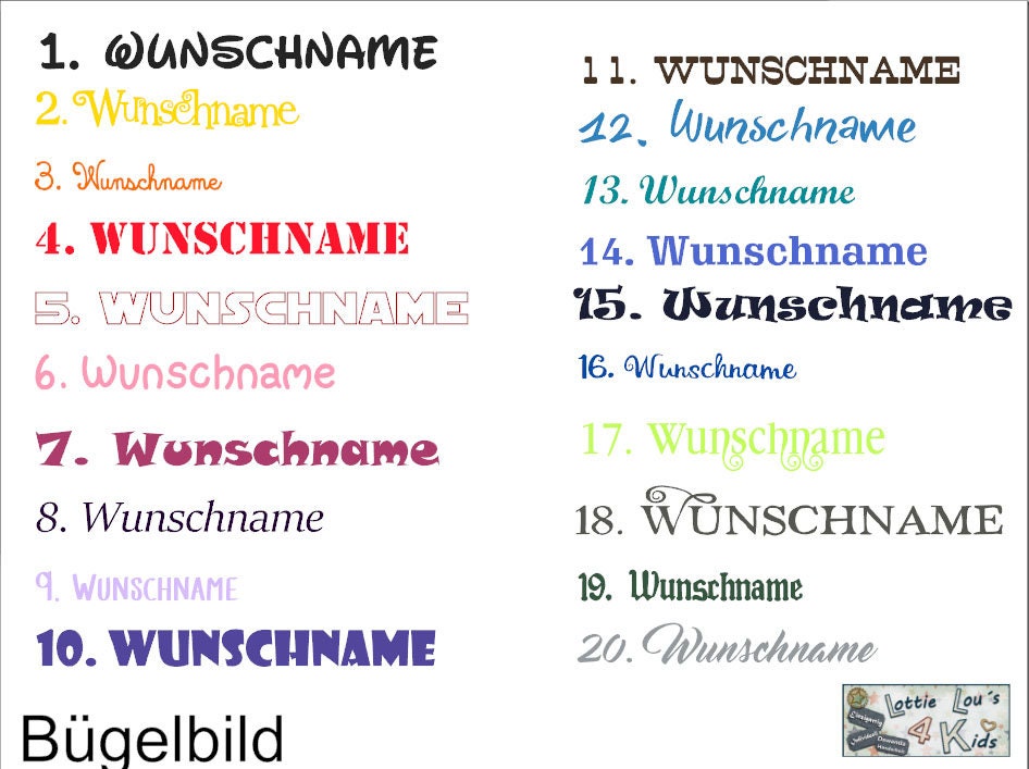 Bügelbild Wunschname Wunschtext Wunschfarbe Iron-On Aufbügler Flex, Glitzer, Flock, Effekt Bügelbild Wunschname Wunschtext Wunschfarbe Iron-On Aufbügler Flex, Glitzer, Flock, Effekt von byLottieLou
