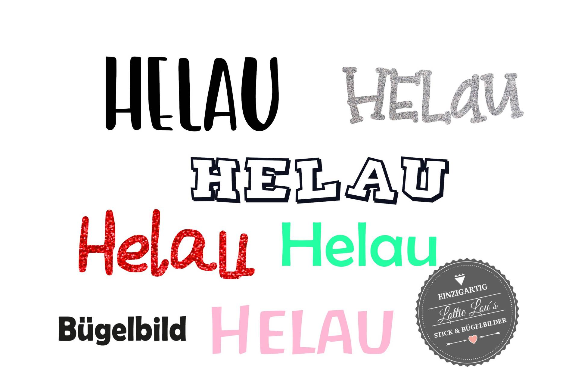 Helau Bügelbild Karneval in Flex Flock Glitzer Effekt Helau Bügelbild Karneval in Flex Flock Glitzer Effekt von byLottieLou