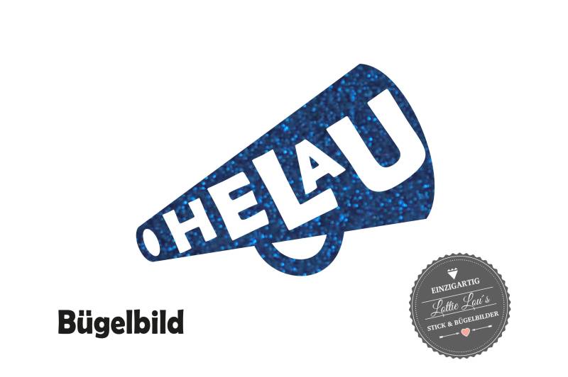 Helau Megaphone Bügelbild Karneval in Flex Flock Glitzer Effekt Helau Megaphone Bügelbild Karneval in Flex Flock Glitzer Effekt von byLottieLou