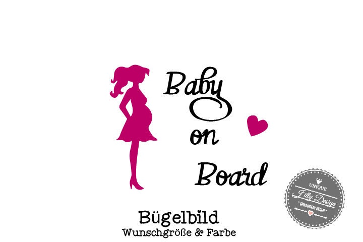 Iron On Bügelbild Baby On Board Schwangerschaft von byLottieLou