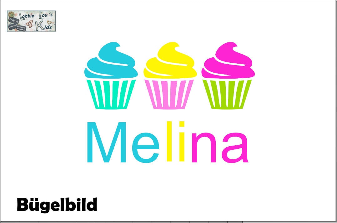 Iron On Bügelbild Cupcake Sweat Wunschname von byLottieLou