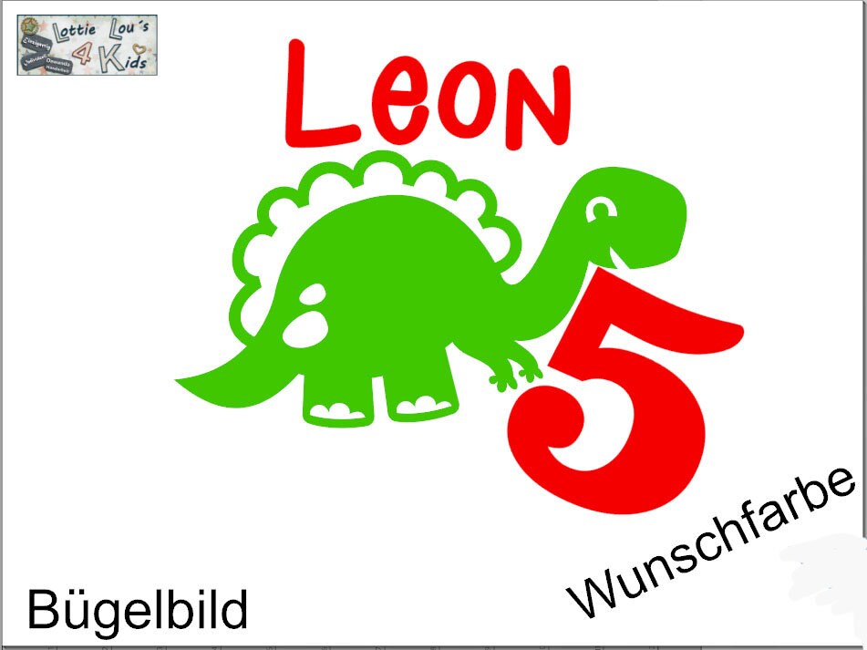 Iron On Bügelbild Dinosaurier Dino Zahl Geburtstag von byLottieLou