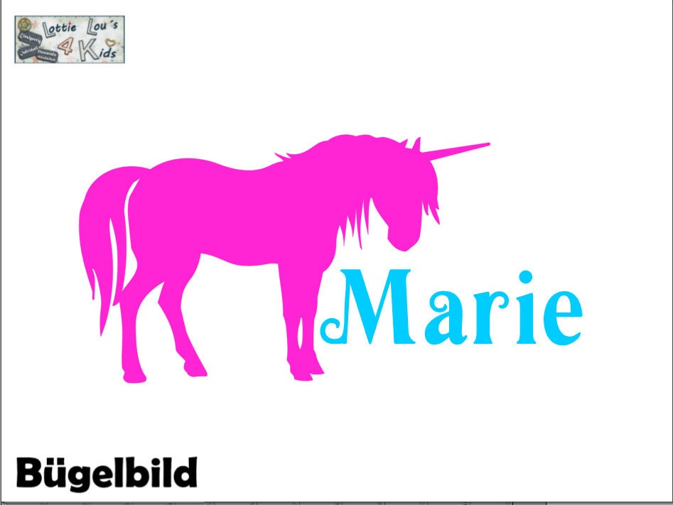 Iron On Bügelbild Einhorn Unicorn Pferd Wunschname Iron On Bügelbild Einhorn Unicorn Pferd Wunschname von byLottieLou