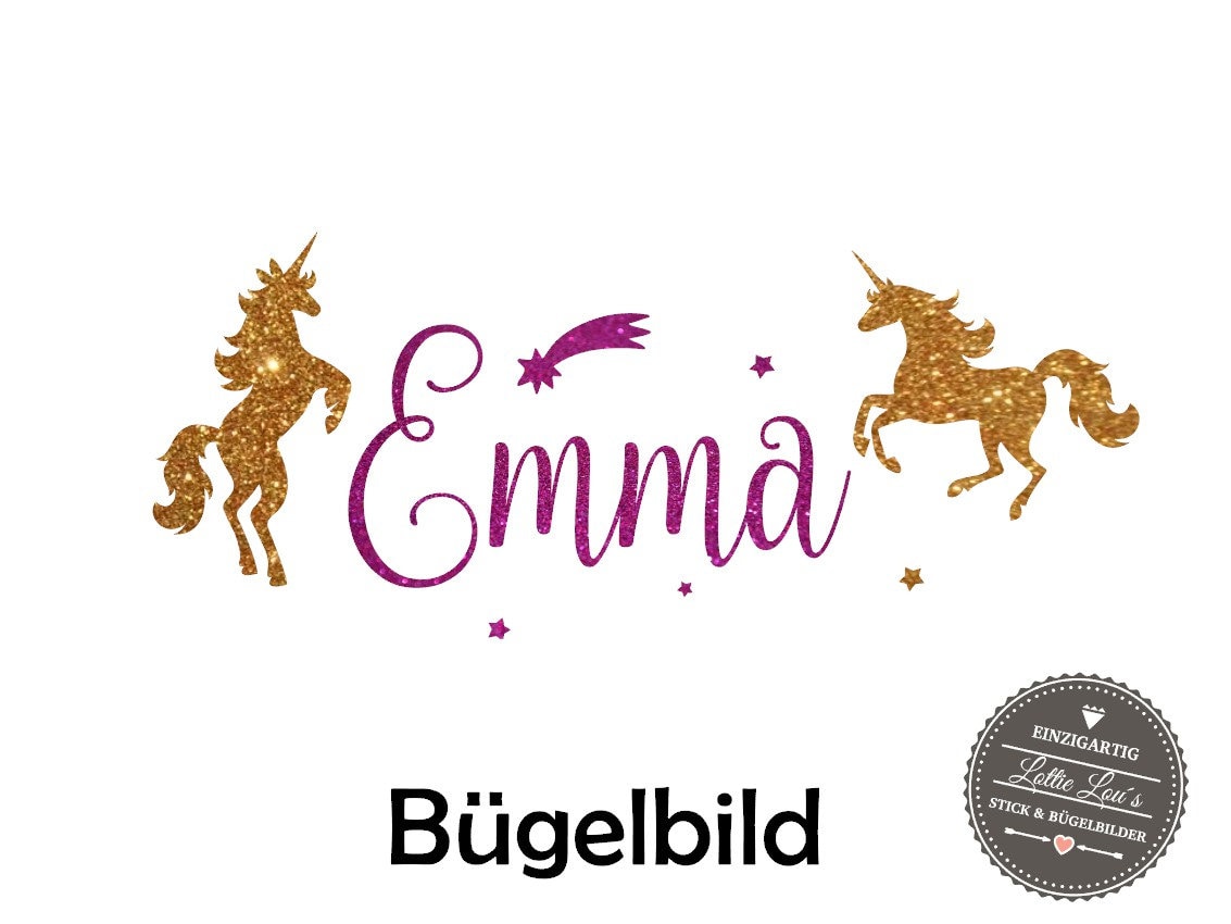 Iron On Bügelbild Einhorn Unicorn Sterme Sternschnuppen Mit Wunschname Iron On Bügelbild Einhorn Unicorn Sterme Sternschnuppen Mit Wunschname von byLottieLou