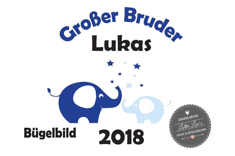 Iron On Bügelbild Elefant Großer Bruder von byLottieLou
