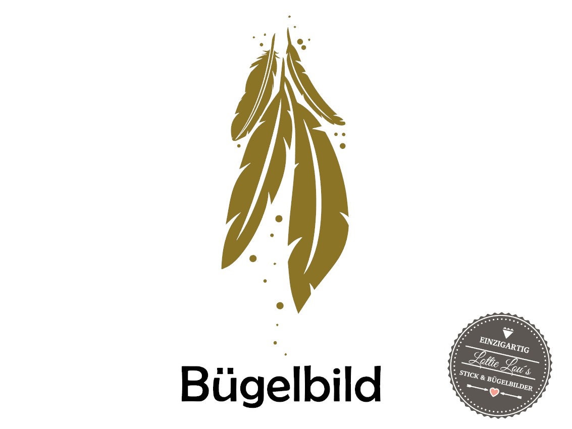 Iron On Bügelbild Feder Feather Wunschfarbe Xxl von byLottieLou