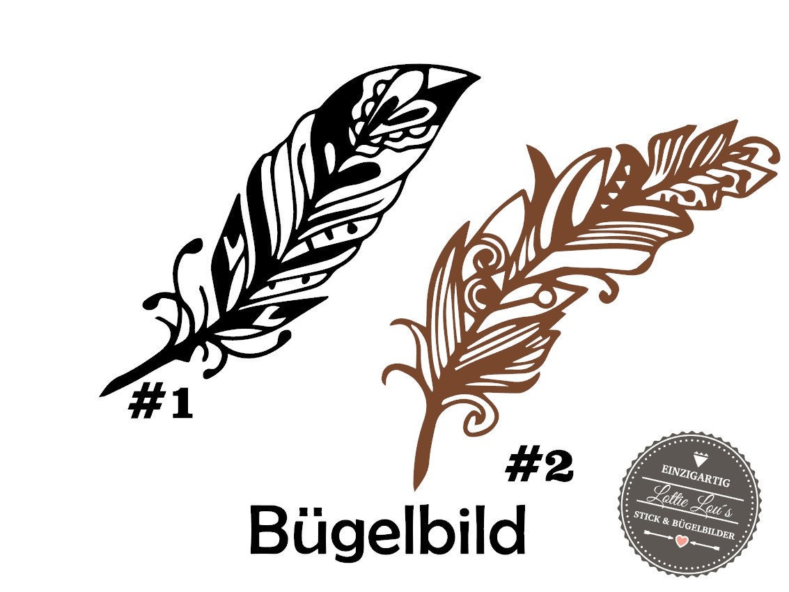 Iron On Bügelbild Feder Feather Wunschfarbe Xxl Iron On Bügelbild Feder Feather Wunschfarbe Xxl von byLottieLou