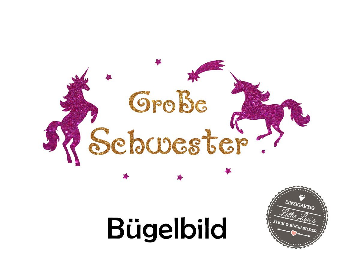 Iron On Bügelbild Große Schwester Einhorn von byLottieLou