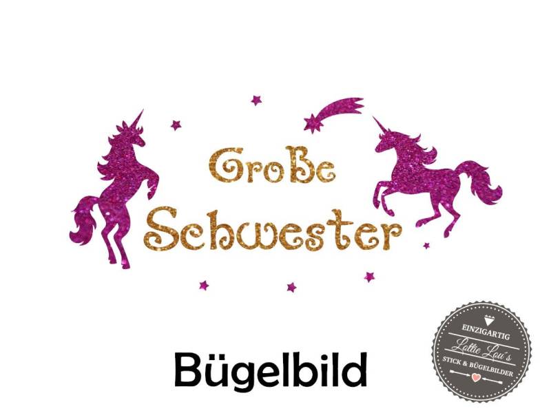 Iron On Bügelbild Große Schwester Einhorn von byLottieLou