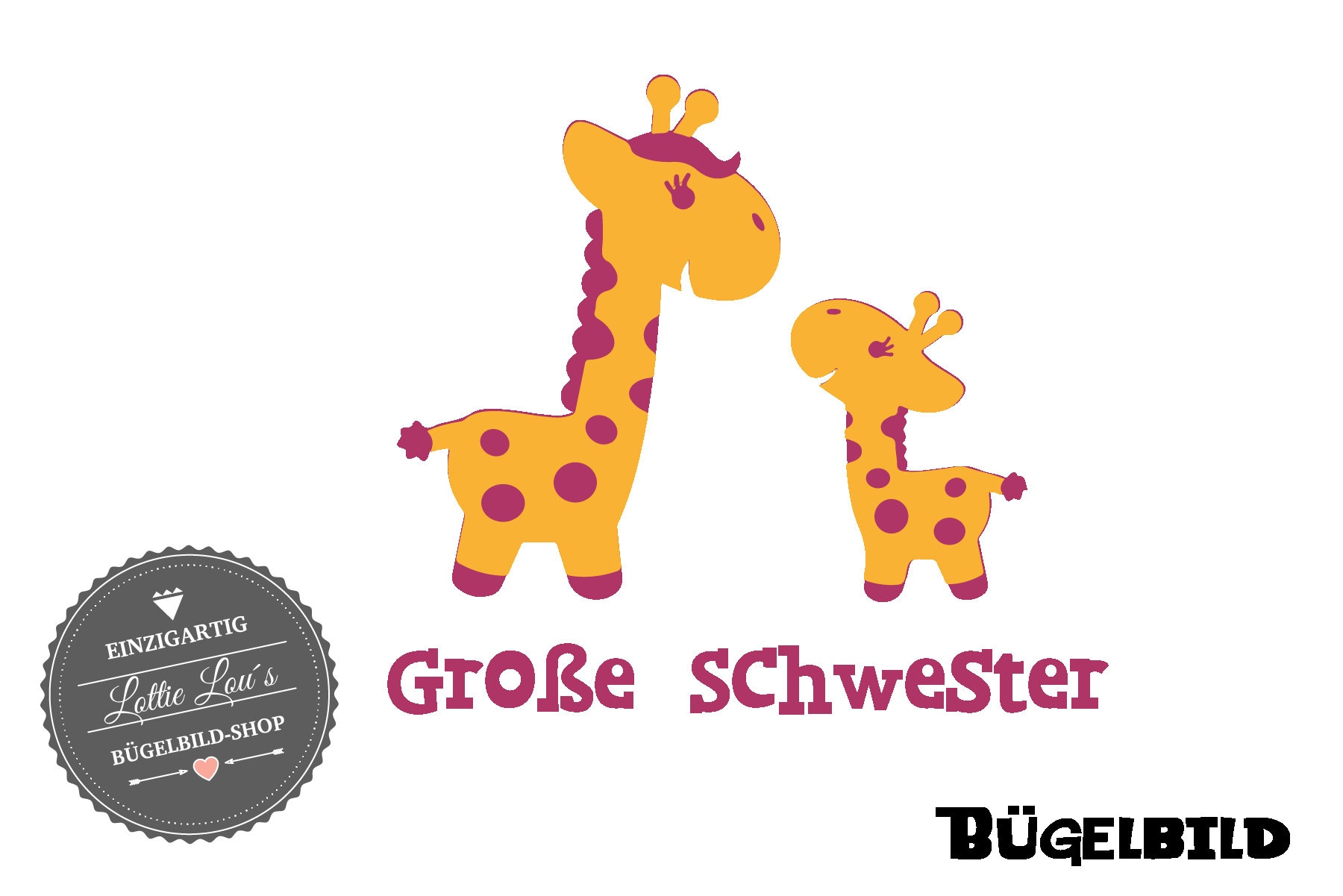 Iron On Bügelbild Große Schwester Giraffe Iron On Bügelbild Große Schwester Giraffe von byLottieLou