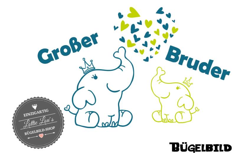 Iron On Bügelbild Großer Bruder Elefant Iron On Bügelbild Großer Bruder Elefant von byLottieLou