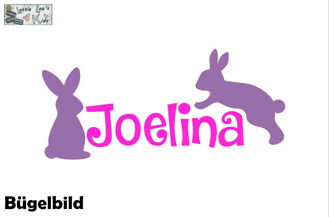 Iron On Bügelbild Häschen Bunny Wunschname -Farbe - -Größe Iron On Bügelbild Häschen Bunny Wunschname -Farbe - -Größe von byLottieLou