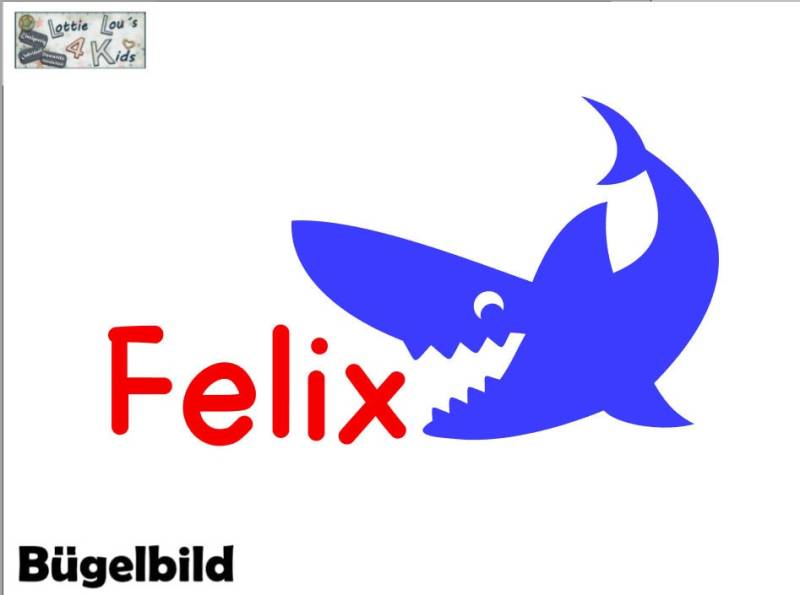 Iron On Bügelbild Hai Shark Wunschname von byLottieLou