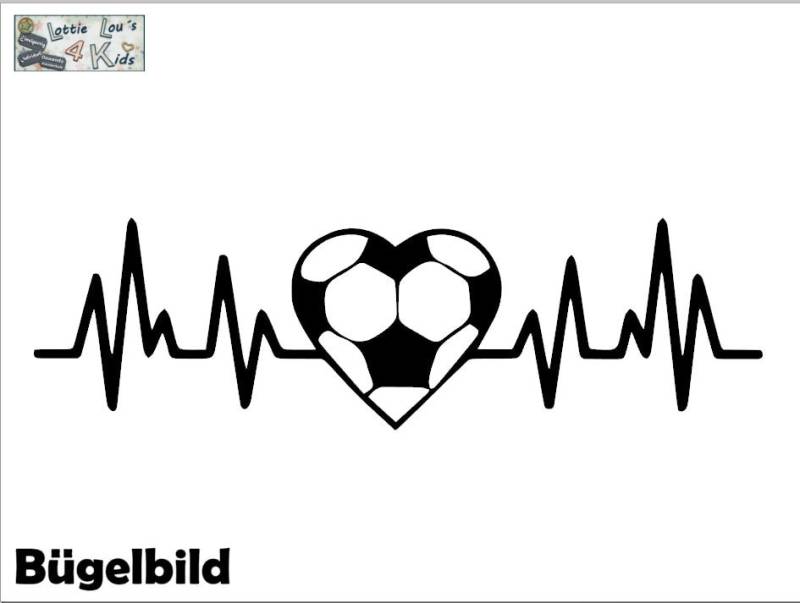 Iron On Bügelbild Herzschlag Ekg Fussball von byLottieLou
