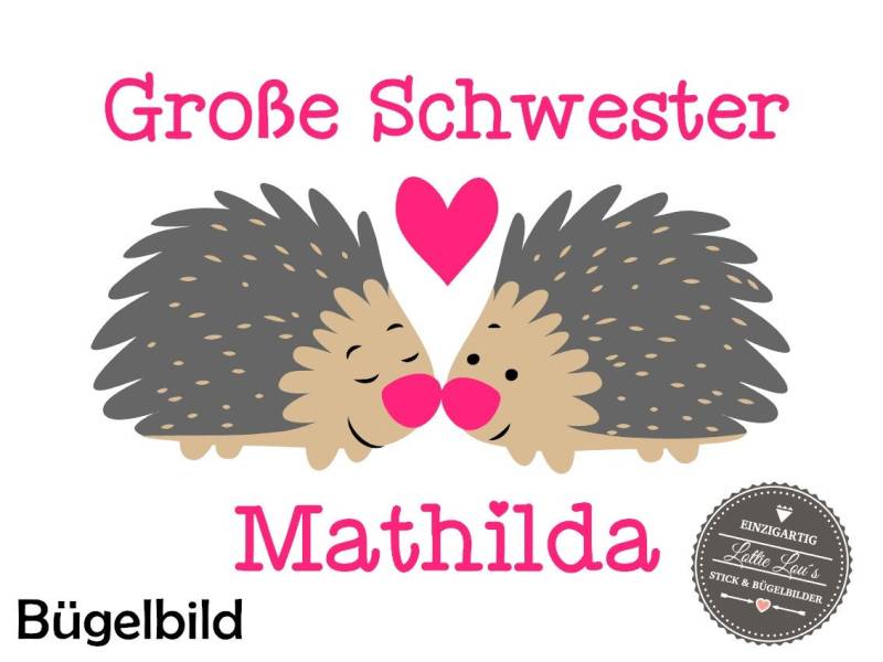Iron On Bügelbild Igel Große Schwester Iron On Bügelbild Igel Große Schwester von byLottieLou