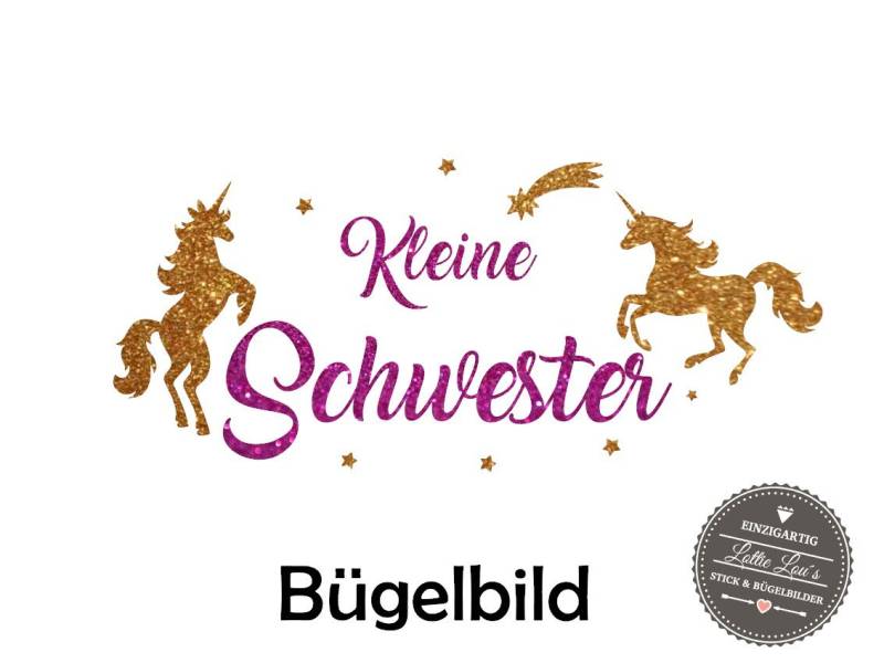 Iron On Bügelbild Kleine Schwester Einhorn von byLottieLou
