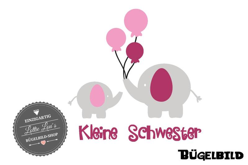 Iron On Bügelbild Kleine Schwester Elefant von byLottieLou