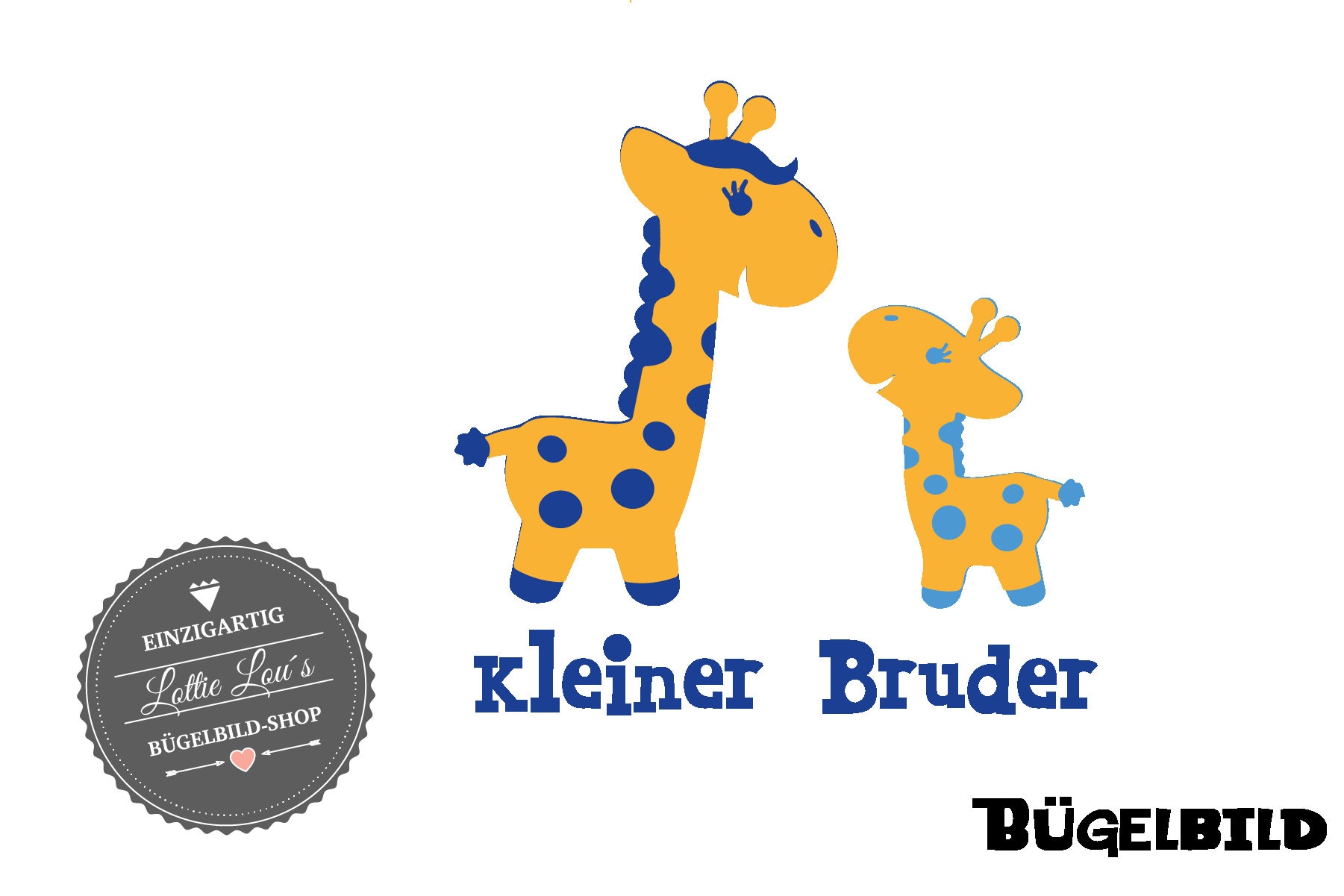 Iron On Bügelbild Kleiner Bruder Giraffe von byLottieLou