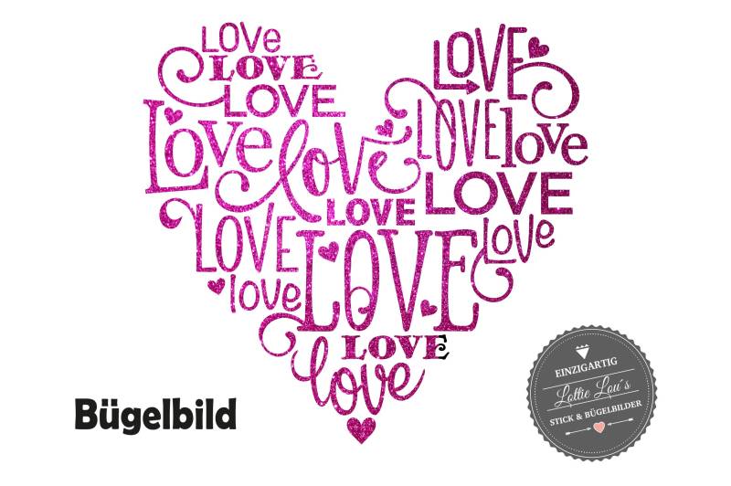 Iron On Bügelbild Love Liebe Herz Xxl von byLottieLou