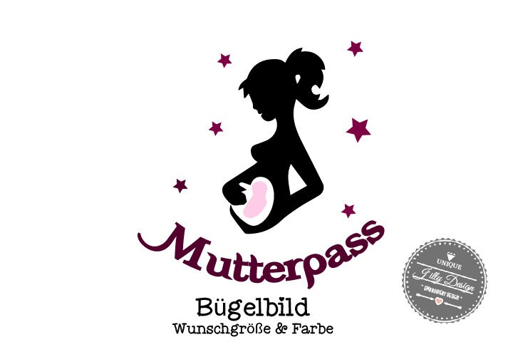 Iron On Bügelbild Mutterpass Schwangerschaft von byLottieLou