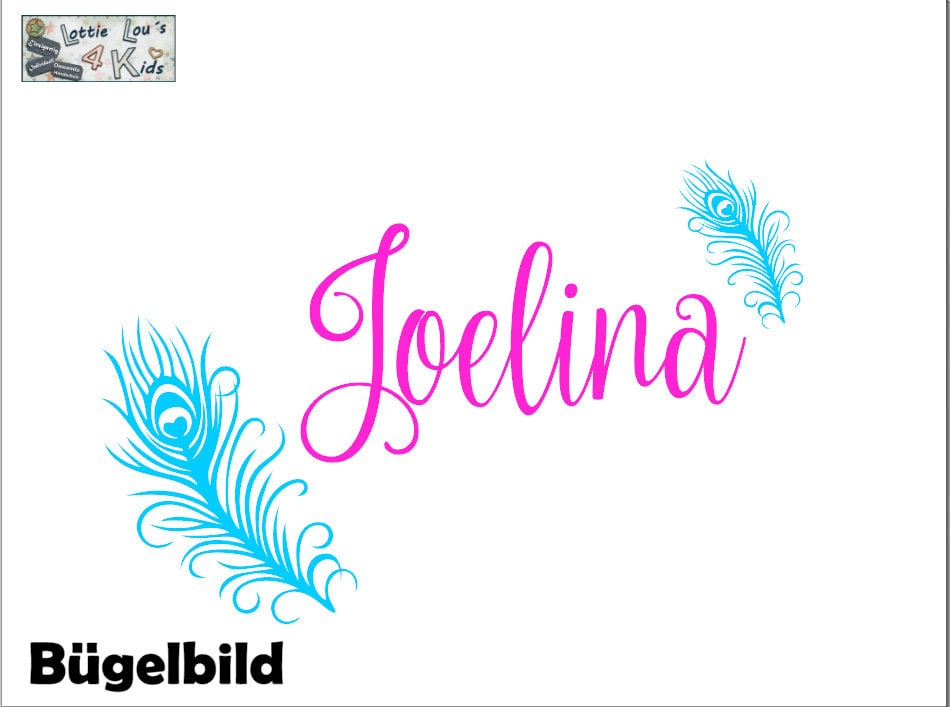 Iron On Bügelbild Pfauenfeder Feder Wunschname Iron On Bügelbild Pfauenfeder Feder Wunschname von byLottieLou