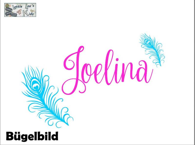 Iron On Bügelbild Pfauenfeder Feder Wunschname Iron On Bügelbild Pfauenfeder Feder Wunschname von byLottieLou