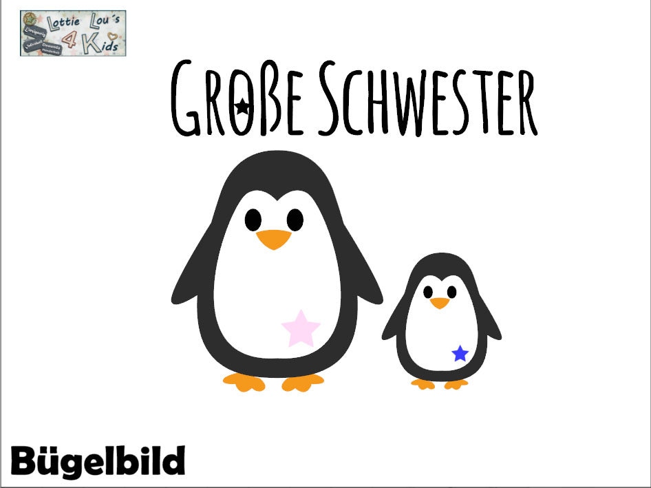 Iron On Bügelbild Pinguin Große Schwester Iron On Bügelbild Pinguin Große Schwester von byLottieLou