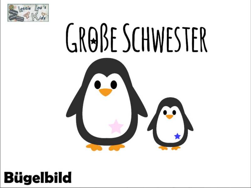Iron On Bügelbild Pinguin Große Schwester von byLottieLou