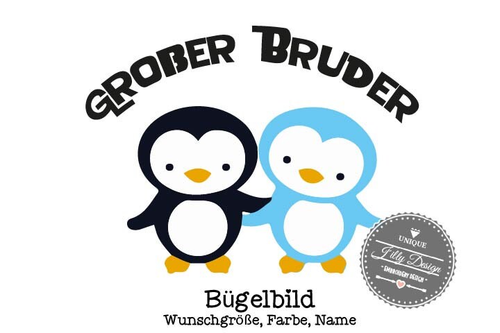Iron On Bügelbild Pinguin Großer Bruder Iron On Bügelbild Pinguin Großer Bruder von byLottieLou