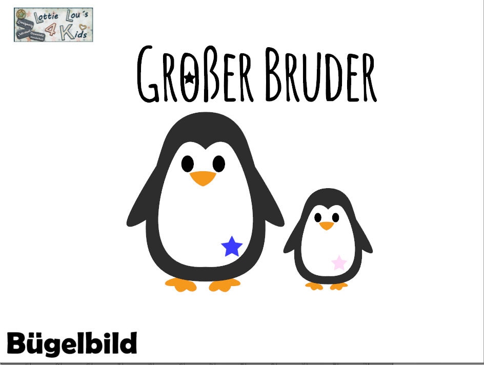 Iron On Bügelbild Pinguin Großer Bruder Iron On Bügelbild Pinguin Großer Bruder von byLottieLou